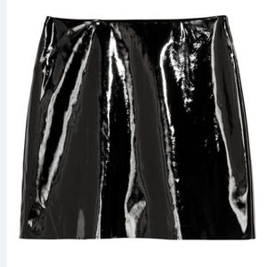 H&M Patent Mini Skirt - Black US 4
